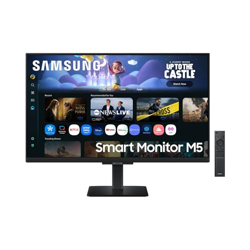 Samsung Smart Monitor M5 (S27FM502EU), Flat 27'', 1920 x 1080 (FHD), Smart Hub con AI, Office 365, Gaming Hub, Speaker integrati, Telecomando, WiFi, HDMI, USB