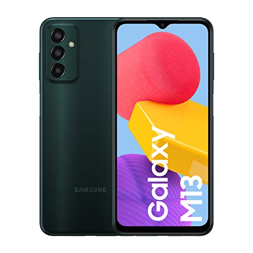 Samsung Galaxy M13 – 無料の Android 携帯電話、4 GB の RAM、128 GB のストレージを備えたスマートフォン、ディープ グリーン、スペイン語版