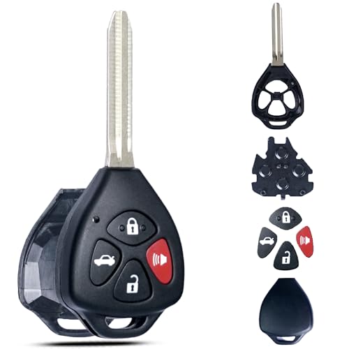 SUPALAND Key Fob Shell Case Replacement Fits for Toyota Camry Corolla Venza Avalon 2007 2008 2009 2010 2011 2012 2013 Keyless Entry Remote Control 4 Button Pad Key Cover
