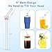 Cute Glass Straws with Charms, Gifts for Women - 8 Pack Reusable Glass Straws Bent 9 Inch with Amethyst Butterfly for 16 oz & 20 oz Tumbler, Premium Set with Brush & Case for Coffee, Cocktails & Party