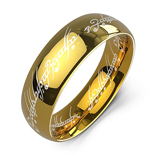 King Ring Lord of The Rings 6mm - Stainless Steel - For Men and Women - One Ring to Rule Them All - Casual Everyday Fashion - Gold 10