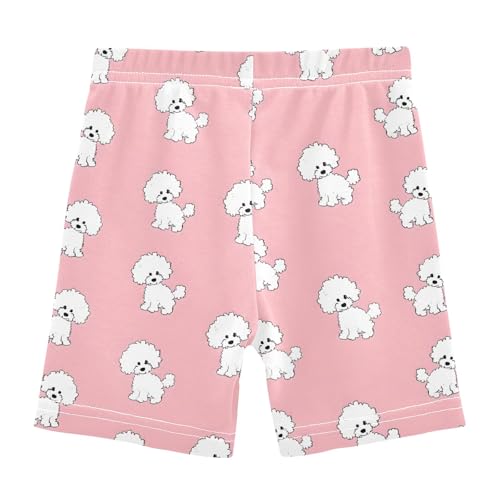 Cute White Poodle Dog Prints Girls Shorts Elastic Waist Sports Shorts Girls Leggings Pants for 4-10 Years2