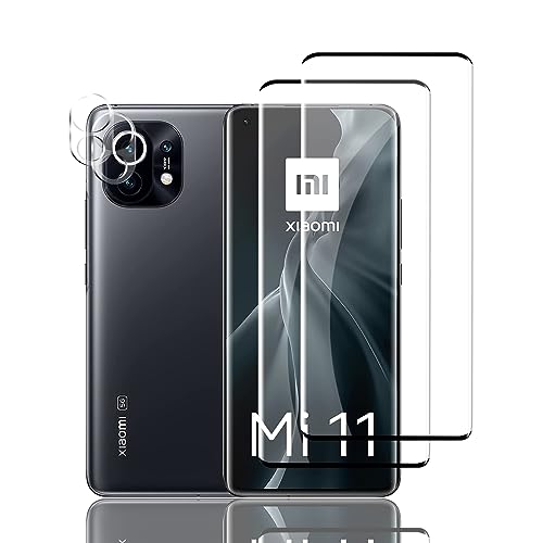 Ljietr 2+2 Pack Protector de Pantalla Compatible con Xiaomi Mi 11 5G, con 2 Pack Cristal Vidrio Templado y 2 Pack Protector de Lente de Cámara, Dureza 9H, Ultra Transparente
