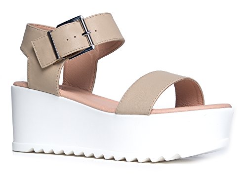 J. Adams Surf Buckle Sandal, Natural PU, 9 B(M) US