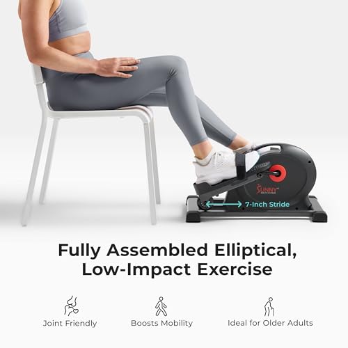 Image of Sunny Health & Fitness Under Desk Pedal Elliptical Machine, Adjustable Resistance Leg Exerciser Office Home Workout While Sitting for Seniors