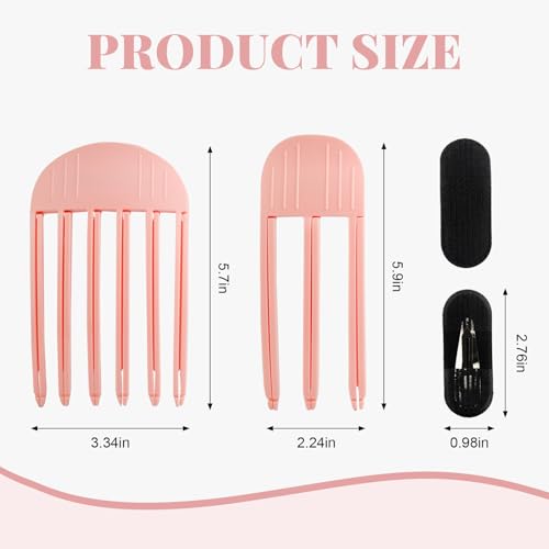 Pinzas para volumen de cabello, 4 piezas, color rosa miniatura 3
