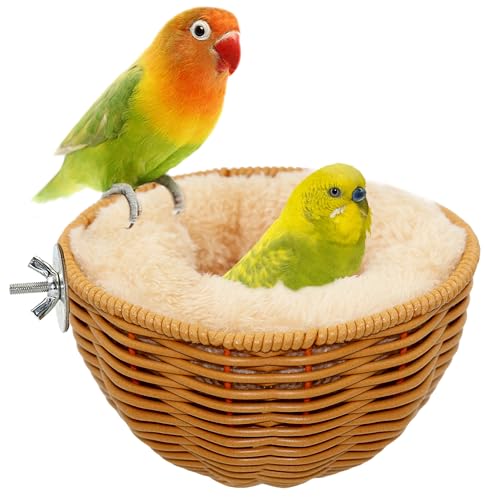 Jevnd Chewproof Steel Frame Small Bird Nest for Cage Laying Eggs,Washable Parakeet Nesting Bed Hanging, Canary Nest and House, Bird Sleeping Hut for Birds Zebra Finch, Canary, Lovebird, Budgie