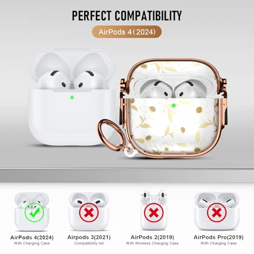 Image of for Apple Airpods 4 case Cover, Protective TPU Soft Cases Cover Rugged for Airpods 4th Generation Case with Cleaner Kit & Keychain for Women,Morning Glory