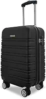 Mala de Viagem de BORDO com Zíper EXPANSÍVEL 10Kg Rígida Padrão ANAC com 4 Rodas duplas 360° Cadeado AntiFurto Leve Resistente Espaçosa (A3MB Preto A)