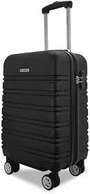 Mala de Viagem de BORDO com Zíper EXPANSÍVEL 10Kg Rígida Padrão ANAC com 4 Rodas duplas 360° Cadeado AntiFurto Leve Resistente Espaçosa (A3MB Preto A)