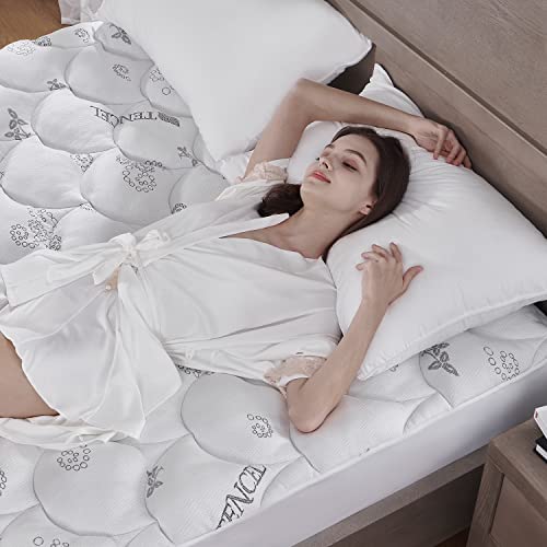 Image of Softhour Padded Topper Twin Size 40% Tencel Blend Rayon from Bamboo and Cotton Filled Mattress Cover, Thick, Luxurious and Comfort Mattress Pad, Deep Pocket for 21 inch Mattress