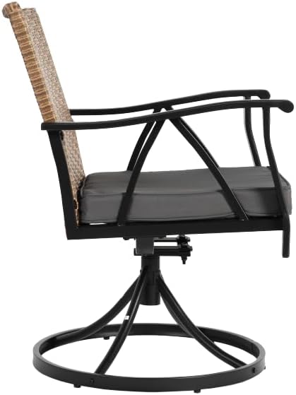 Outdoor Patio Dining Set for 4 with Swivel Rocker Chairs and Steel Table Top