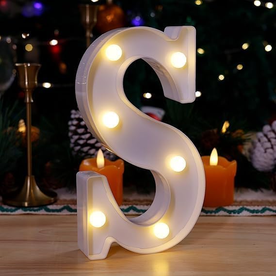 LED Marquee Letter Lights, Light Up Silver Letters Glitter Alphabet Letter Sign Battery Powered for Night Light Birthday Party (S)
