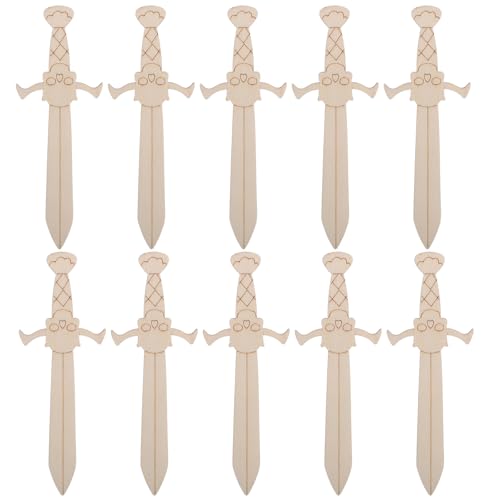 BESPORTBLE 20pcs Wood Sword: Paintable Wooden Pirate Accessories - Unfinished Wood Shapes for DIY Crafts Hand Painting and Party Decoration Projects
