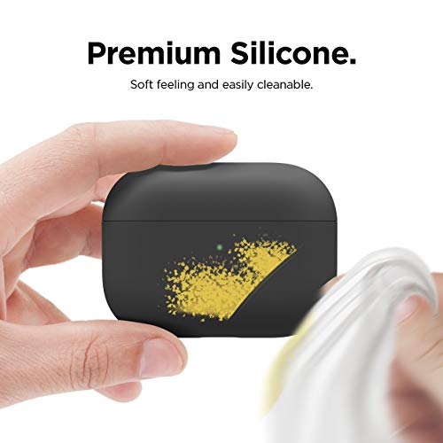 Elago Liquid Silicone Case Compatible With Airpods Pro Case Cover - Triple Layer Protection, Safeguard Design, Supports Wireless Charging, Visible Led Light [Matte Black] #TOP4