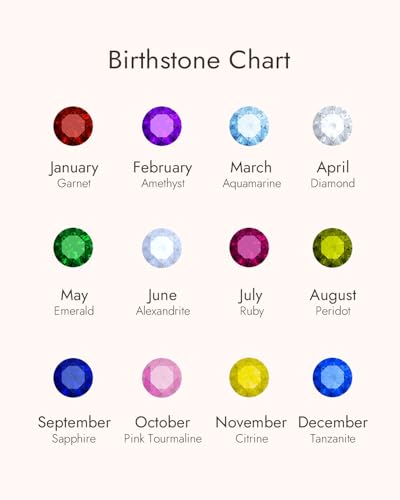 Birthstone Heart Necklaces for Women: 925 Sterling Silver Birth Flower Necklace Dainty Gold Jewelry Gifts for Mom Daughter Wife Her Girlfriend Birthday Christmas Anniversary 6