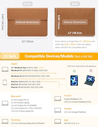 Funda 13 pulgadas compatible con MacBook Air M4 y Surface Pro con soporte 6