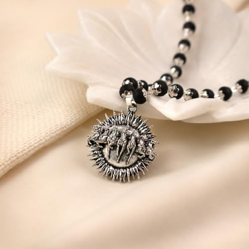 Image of Astrotalk 7 Horses Karungali Mala | Seven Horses Pendant with Karungali Beads for Success, Prosperity & Protection | Pendant Necklace for Women & Men | Gift for Man & Woman