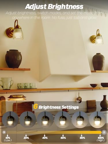 Image of Vintage Battery Operated Wall Sconces Set of 2,Brass Gold Bathroom Vanity Light with Clear Glass Dimmable Cordless Rechargeable Wall Lamps for Bedroom Living Room Bathroom Hallway