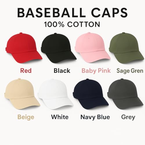 Image of Baseball Cap Adjustable Size 100% Cotton Caps for Running Workouts & Outdoor Activities All Seasons