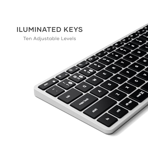 Image of Satechi Slim X1 Bluetooth Backlit Keyboard for Mac, Illuminated Keys & Multi-Device Sync, for MacBook Air /Pro /Neo, iPad Air /Pro, iPad mini, Mac mini, iMac - Silver