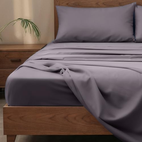 Image of Slumberfy 4-Piece 400 TC Viscose Derived from Bamboo Sheets, Full Size - 1 Fitted, 1 Flat, 2 Pillow Cases - Deep Pocket Cooling Viscose-Bamboo Bed Sheets in Magnetic Closure Gift Box, Grey