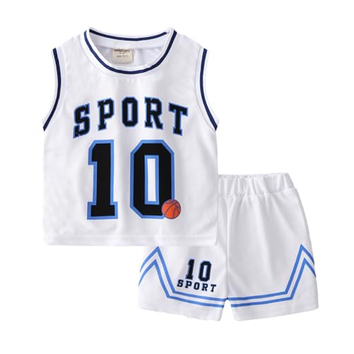 Image of Volunboy Kids Sports Shorts Sets Boys Jerseys Tracksuit 2 Piece Basketball Performance Tank Top and Mesh Shorts Set