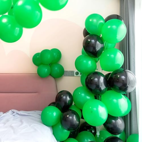 Image of 100pcs Green Balloons, Helium Quality 12 inch Green Latex Party Balloon for Birthday, Christmas, Graduation Party Decor (66ft Ribbons)