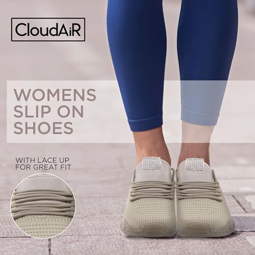 Image of CLOUDAIR Vesta Women's Sneakers: Casual Running, Walking Arch Support Shoes, Lightweight Slip-On Sock Design, Non-Slip Work Shoes for Women, Comfortable Air Cushioned Platform Sneakers