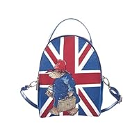 Signare - Paddington Bear Union Jack Tapestry Mini Backpack | Eco-Friendly & Vegan-Friendly | Adjustable Strap for Versatility | 3 Zipped Compartments, Blue/Red/White, One Size, Woven Tapestry