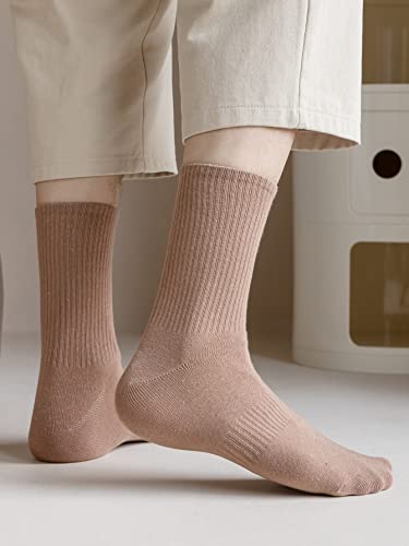 Weston Ink 6 Pairs Men's Solid Crew Socks Casual Socks Japanese Crew Knit Socks (6 Pairs[Black/Red/Brown/Khaki/White/Beige]) #TOP1
