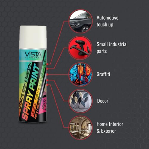 Image of vista auto Spray Paint Pearl White 400 ml (290 g)| Quick Drying finish for Metal, Wood, Walls | Acrylic SprayPaints