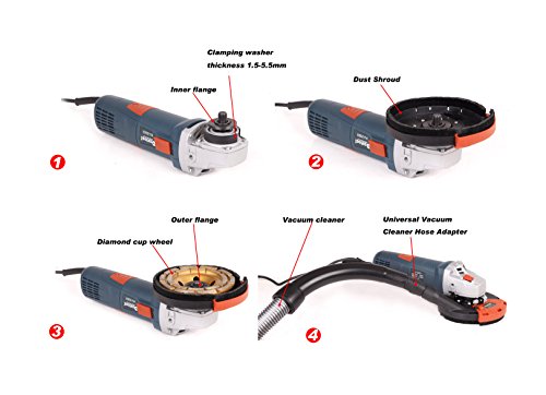 Image of Expert Surface Grinding Dust Shroud for Angle Grinder, Universal 4.5 /5-Inch + Diamond grinding cup wheel Dt1701-125D