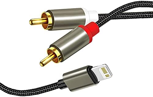 SunnyLan RCA Cable Compatible with iPhone, iOS to RCA Aux Audio Cord Adapter,Lighting to 2 Male RCA Cable for Phone 13 13 Pro 13 Pro Max 13 Mini 12 12 Pro Max 12 Mini 11 Pro Max XS X 8 7 (3.3FT/1M)