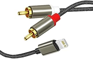 SunnyLan RCA Cable Compatible with iPhone, iOS to RCA Aux Audio Cord Adapter,Lighting to 2 Male RCA Cable for Phone 13 13 Pro 13 Pro Max 13 Mini 12 12 Pro Max 12 Mini 11 Pro Max XS X 8 7 (3.3FT/1M)