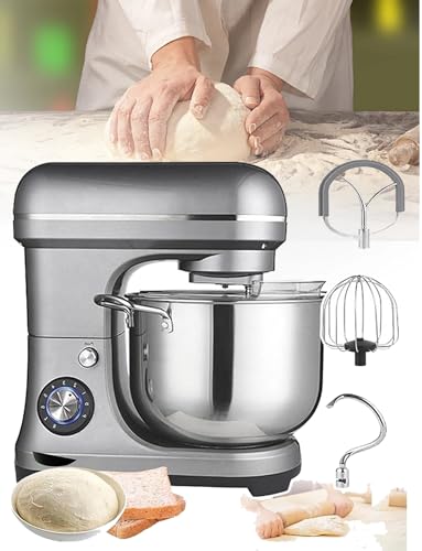 Batidora de alimentos comercial de 2000 W, 8 velocidades ajustables, batidora de masa eléctrica con soporte y recipiente de acero inoxidable for panadería y pizzería.
