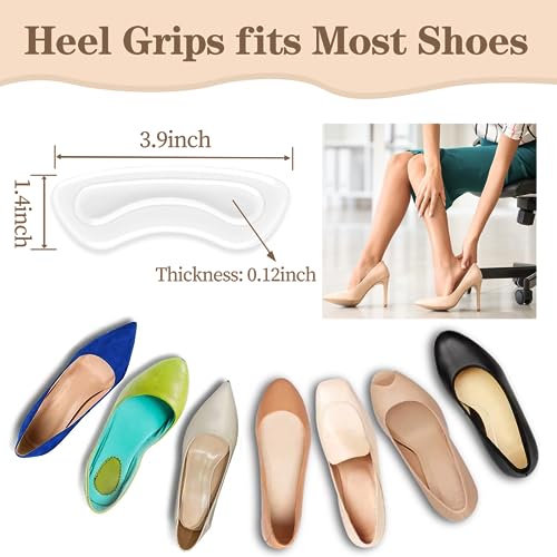 Image of EACOZY Heel Grips, Clear Shoe Heel Inserts, Heel Cushion Pads for Women Men Loose Shoes, 5 Pairs (Pack of 2)