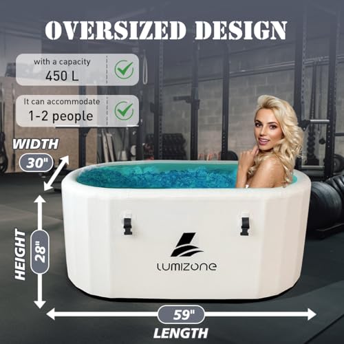 Foto de Lumizone Inflatable Cold Plunge Tub 132 Gallons Capacity Ice Bath Portable Ice Bath Tub Compatible With Water Chillers with Lid Drop Stitch PVC Double Layer Seals Oversized for Athletes (imagen 64)