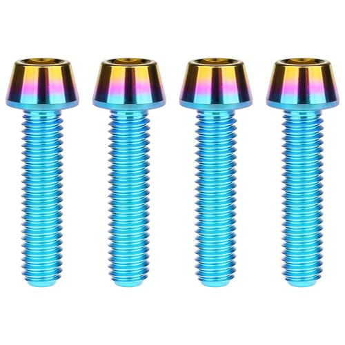 Image of Titanium Ti Bolt M5x9 16 18 20 25 30 35 40 45 50 55 60mm Tapered Head Screws Pack of 4 (M5x25mm, Iridescent Blue)