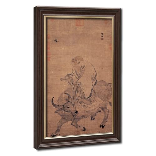 Poster Lao Tzu sur toile premium avec cadre à suspendre en bois