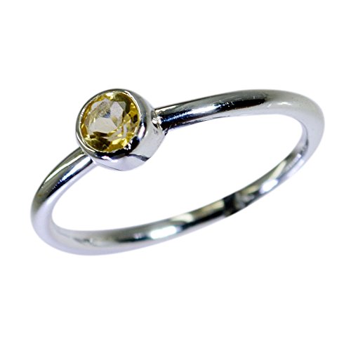 Citrine naturelle ronde pour femme sertie sur bague en argent