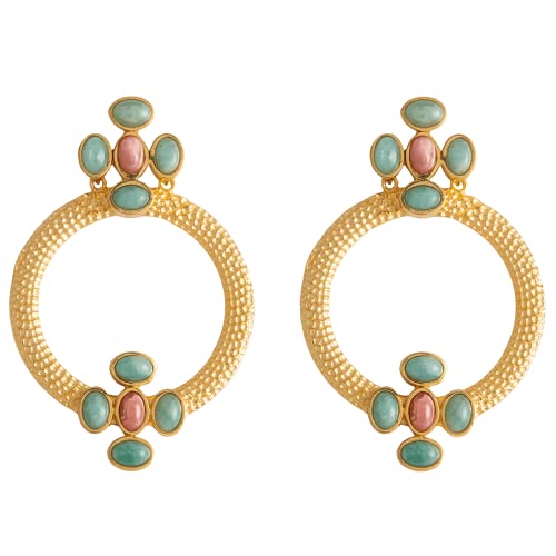 Boucles d'oreilles Madison Vert Rose bijoux pendants géométriques femme
