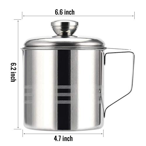 Stainless Steel Bacon Grease Container With Mesh Strainer Screen,1.2L/5 Cups Cooking Oil Keeper Storage Can For Kitchen #TOP5