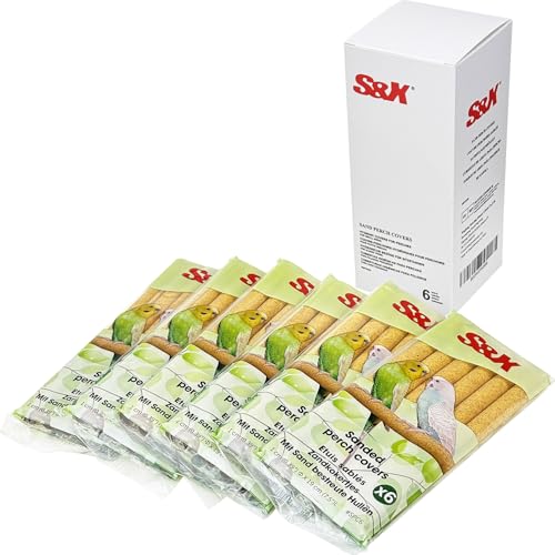 S&X Kleine Sand-Sitzstangen für Vogelkäfige, 36 Stück, Vogelsitzstange, Schleifpapierabdeckungen für Wellensittiche, Sittiche, Kanarienvögel, Finken und andere kleine Vögel