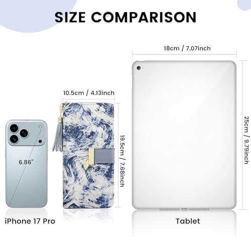 Image of Pomelo Best Womens Wallet RFID Blocking Wallet for Women Bifold Large Capacity Card Holder Ladies Long Purse with ID Window Zipper Coin Pocket Mist Blue