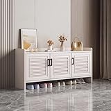 Banco de almacenamiento de zapatos para exteriores, color blanco (100 x 36 x 55