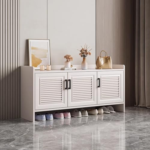 Scarpiera in alluminio per tutte le stagioni, per ingresso e patio, forte portante per esterni, 140 x 36 x 55 cm, bianco, ideale per uso interno e corridoio