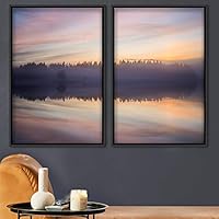 2 Piece Framed Canvas Wall Art Sunset in The Lake Canvas Prints Home Artwork Decoration for Living Room,Bedroom - 16
