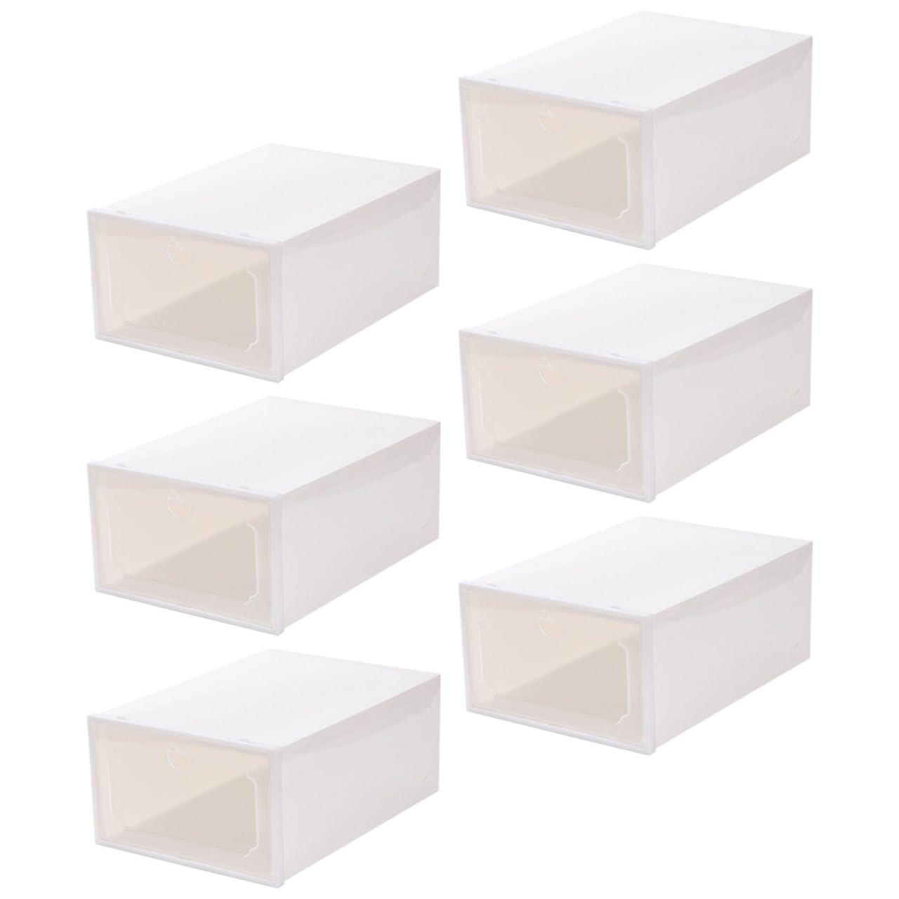 BESTYASH Scatola Portascarpe Trasparente 6 Pezzi Contenitore Impilabile in Resistente Design Cassetto per Organizzazione Scarpe