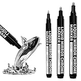 HTVRONT Silver Liquid Mirror Chrome Marker 3PCS - Paint Pen Permanent Metallic 3 Nibs- Silver Chrome Paint Pen for Models, Paintings, Toys or Car Accessories